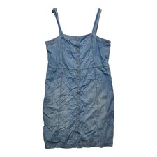 Gap Chambray Dress Women's 2XL Blue Denim Fitted Spaghetti Strap Button Front