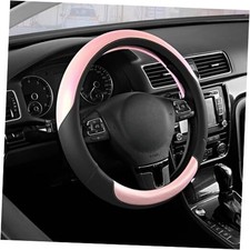 Steering Wheel Cover   Breathable Leather Steering Wheel Cover, Black Pink