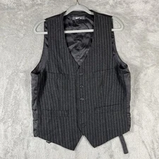 Heritage 1981 Vest Mens SZ L Gray Pinstripe Wool Blend Academia Office Classic