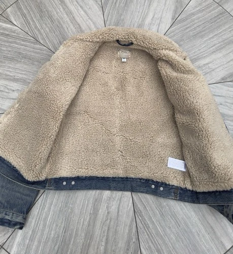 Polo Ralph Lauren Sherpa Fleece Lined Denim Trucker Jean Jacket Men’s Size L image 16
