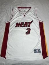 adidas Vtg Dwayne Wade Miami Heat Jersey 3 NBA Basketball Youth L White 14-16
