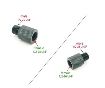 Threaded Fitting Adapter Female 1/2-20 UNF or 1/2-28 UNF to Male Connector 20mm