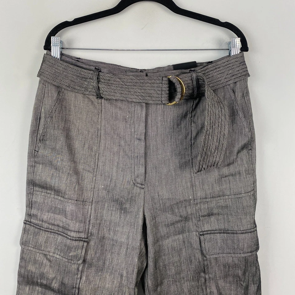 Брюки WHBM White House Black Market с поясом на лодыжке 12 шт. грузовая льняная смесь - Изображение 2 из 4