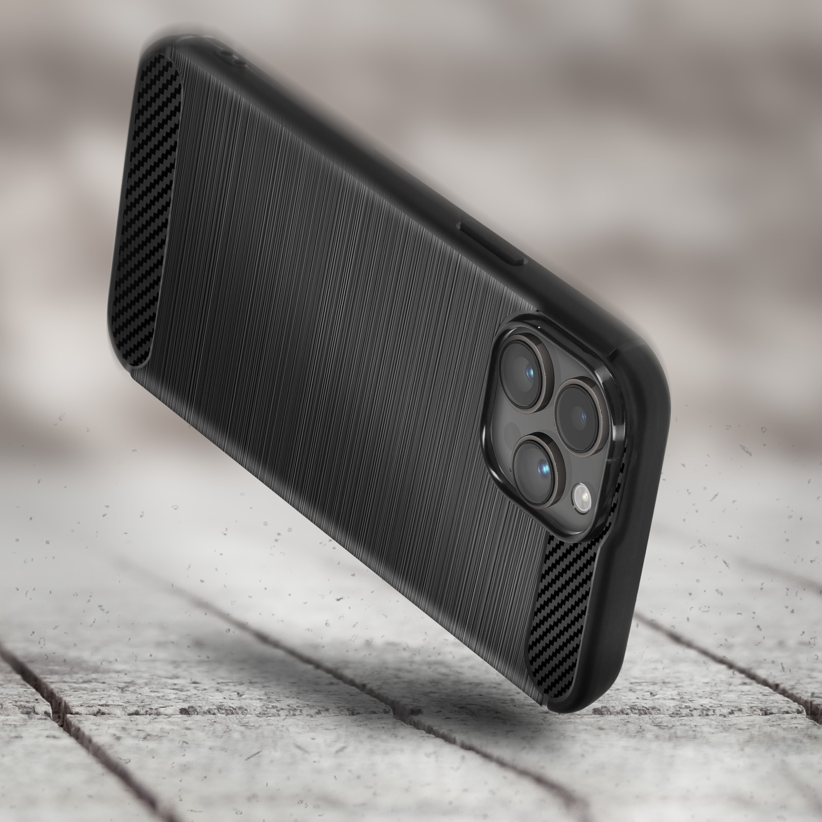 Coque iPhone 14 Pro anti-rayures carbone et alu noir - 4