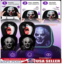 2PCS Ghost Face Headrest Covers, Universal Halloween Scary Covers for Cars USA