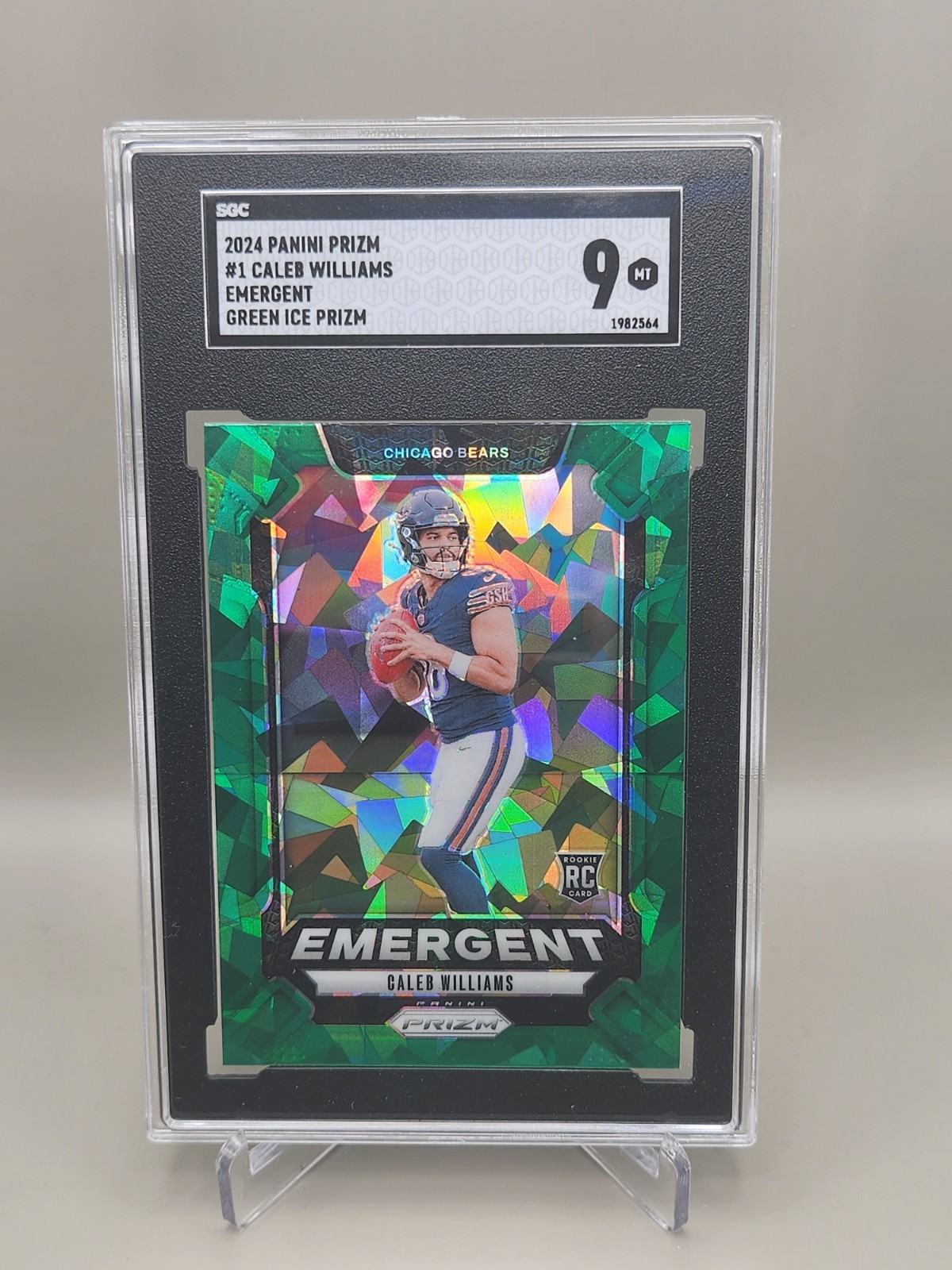 2024 PANINI PRIZM EMERGENT GREEN ICE #1 CALEB WILLIAMS RC SGC 9 MINT BEARS