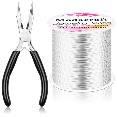 Modacraft 24 Gauge Wire for Jewelry Making with 4-in-1 Pilers, 213.3 FT/0.5 mm