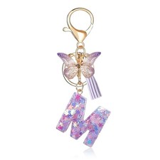 Fmeida Initial Letter Keychain for Women Name Key chain Bag Purse Charms