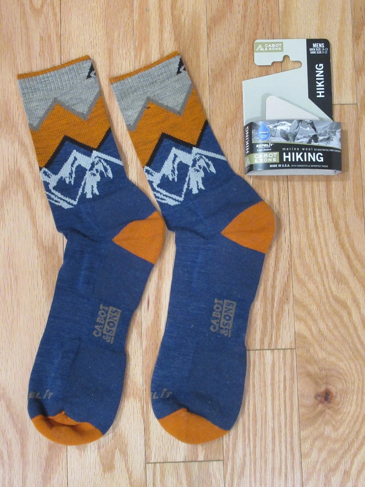 Cabot & Sons Mens Merino Wool Hiking Socks Expelit ~MADE IN USA~