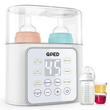 GPED Baby Bottle Warmer, 9-in-1 Fast Baby Food Heater & Defrost, Double Bottle W