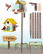 Bird Feeder Pole – 75 Inch Height Bird House Pole with 1-Inch Dia Heavy Duty ...