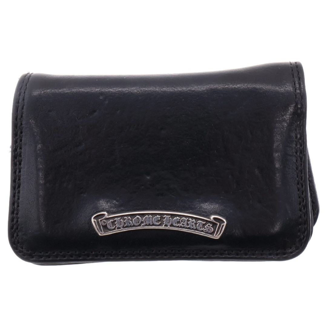 CHROME HEARTS CARD CASE LEATHER WITH GROMMETS BLACK SILVER CHROME HEARTS CARD CASE LEATHER WITH GROMMETS BLACK SILVER
