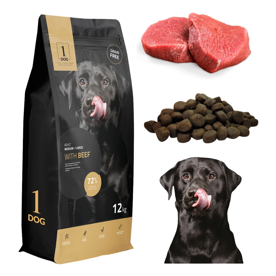 Hundefutter Trockenfutter Hund 12kg Getreidefrei Glutenfrei mit Rind 1DOG - Bild 3 von 4