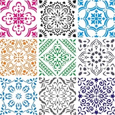 Large Mandala Stencil 12x12 Inch 9 Pack Templates Painting Floor Wall Art