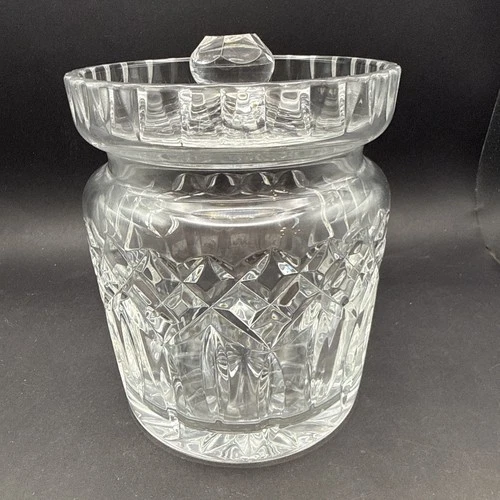 Vintage Waterford Crystal LISMORE Biscuit Jar Canister 7” Marked