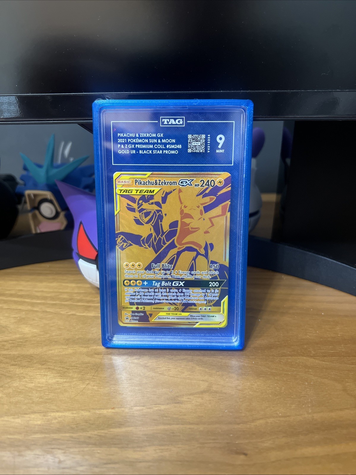 Pokemon Pikachu & Zekrom GX Sun and Moon Promo Card SM248 TAG 9