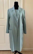 Vintage GENNY Light Blue Coat Dress Set, Wool Silk Lycra, Size 46 Italian