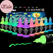 Glow in the Dark Paint, 12 Colors 30Ml/1Oz Blacklight Acrylic, Neon Craft, Lon