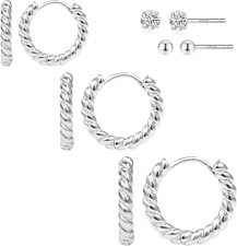 Hypoallergenic Huggie Hoop Studs Earrings Set for Women Girls Small Dainty Minim