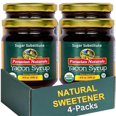 Yacon Syrup Natural Sweetener 100% Organic Syrup USDA Certified 35.2 oz 4-Jars