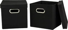 34-1 Decorative Storage Cube Set with Removable Lids | Black | 2-Pack