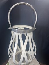 Große creme elfenbein Metall Trad Stil Kerze Säule Teelicht Halter Windlicht Landhaus