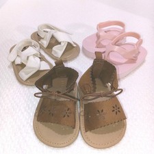 3-prs 6-9 Months Baby Girl Sandals. 2-Old Navy  1 mmggpp Pink, White, Brown