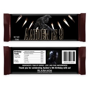 12 Black Panther Birthday Party Favors Chocolate Candy Bar Custom Candy Wrappers Ebay