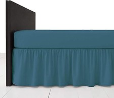 Image of Plain Frilled Platform Base Valance Sheet Easy Care Polycotton Drop Valance 40cm