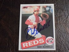 DANN BILOARDELLO AUTOGRAPHED 1985 TOPPS REDS CARD W/COA #28