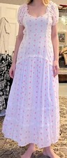 LoveShackFancy Jeanette Pink & White Maxi/Midi Dress, Small (2)