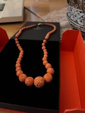 Collana  a  un filo di perle    corallo  rosa  fine 800  36  cm