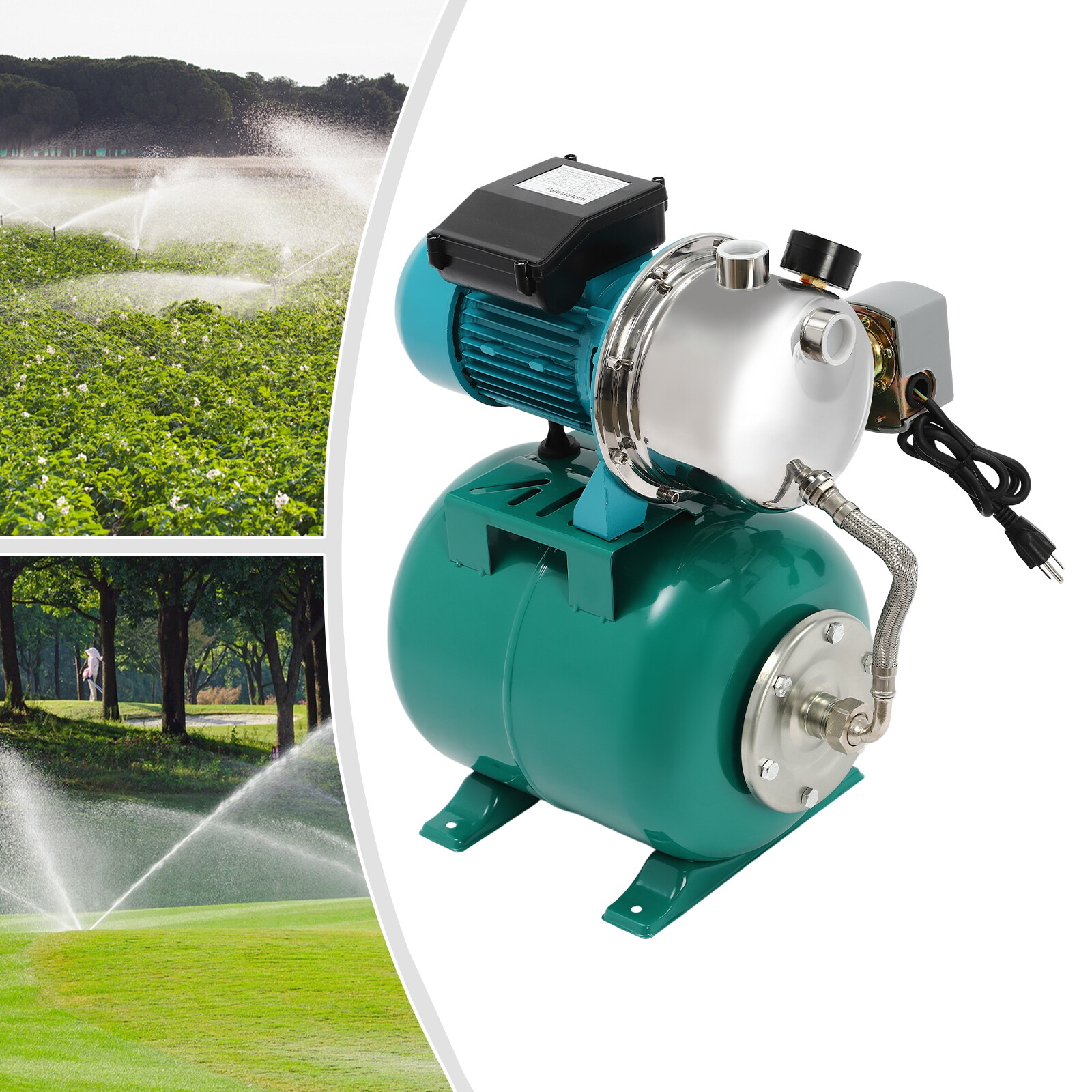 Shallow Well Pump Stainless Steel Pump With Pressure Tank 110V 1.2KW 1.6HP