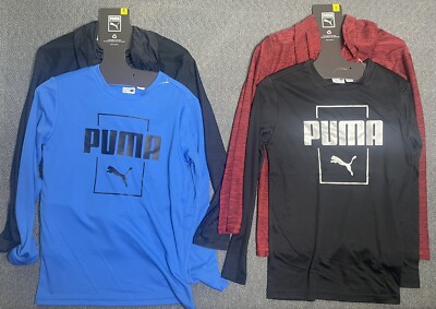 Puma Boy's Youth 4-Pack (2) Long Sleeve Graphic Tees & (2) Hoodies NWT