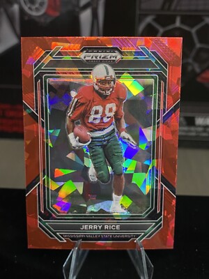 2023 Panini Prizm Draft Picks Football Jerry Rice Red Cracked Ice Prizm 