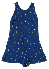 Zara Trafaluc Collection Blue Green Cactus Romper Jumpsuit Shorts Women Medium