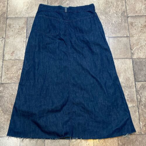 DKNY Pure Size 30 Denim Maxi Skirt Y2K Raw Hem Dark Wash Boho Cottagecore - Picture 3 of 9