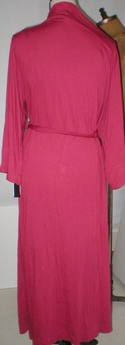 Neu mit Etikett neu Designer Natori Wickel Morgenmantel Damen XL weich rot Modal lange Taschen Gürtel - Bild 4 von 5