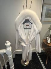 Max Mara Mango Fur Trim Coat White