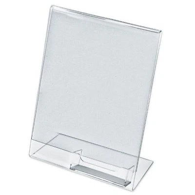 DAZZLING DISPLAYS 25 Acrylic 8-1/2" x 11" Slanted Sign Holders with Attached Business Card Holder
