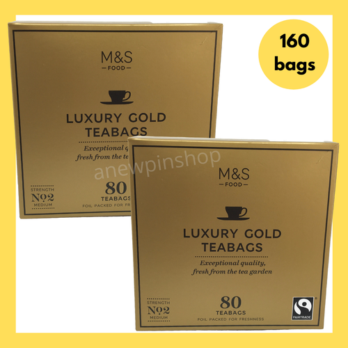 M&S Tea Bags Gold Luxury Medium Strength No 2 160 Bags 2x Boxes Marks