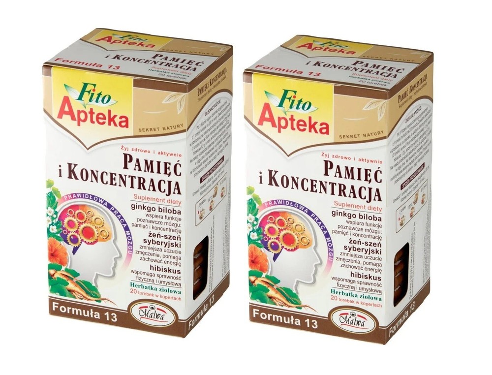 Pack of 2 Fito Apteka-Memory And Concentration Herbal Tea With Ginkgo Biloba 40G