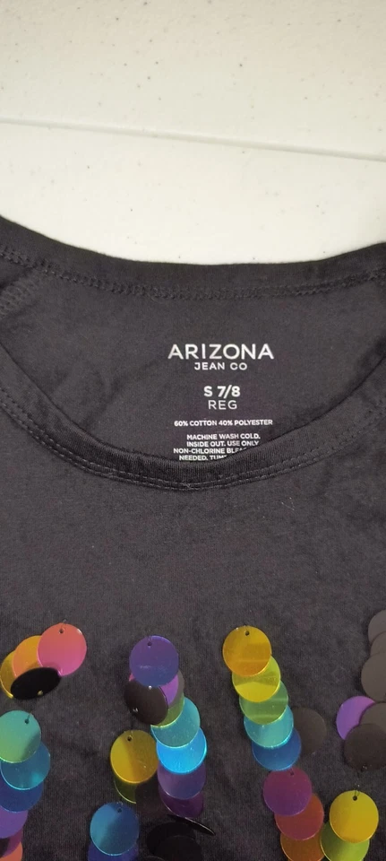 Jersey Top Arizona Niñas Causal Manga Larga Yayi Lentejuelas Negro Talla S (7/8) G001 Foto 2 de 4