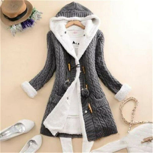 Warm Hooded Knit Sweater Cardigan Coat Long Sleeve Outwear Winter JacketWomen's - Bild 6 von 18