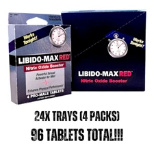 96 TABLETS (24x4) Libido-Max Red Nitric Oxide Booster Powerful Activator For Men