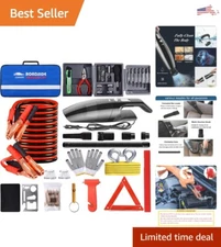 Ultimate Compact Car Emergency Kit: Safety, Vacuum, Jumper Cables, Triangle