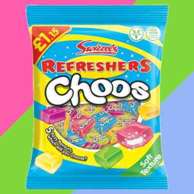 Swizzels Refreshers Choos - 135g Bag - 5 Fizzy Flavors - Imported from the UK