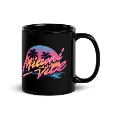 Miami Vice, GTA 6, VI, Vintage, black Retro Tasse, Vice City, USA, Florida, Game