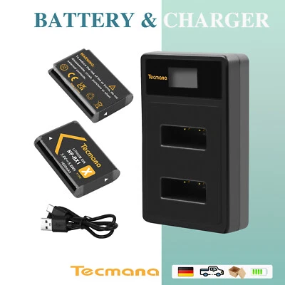 TECMANA 2X Batería NP-BX1 1600mAh + Cargador Para Sony Cyber-shot DSC-RX100 DSC-WX300 ZV-1