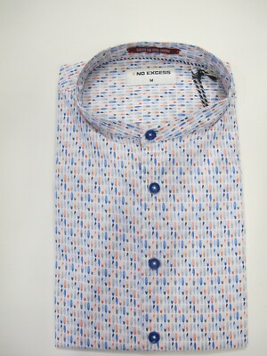 No Excess Hemd kurzarm, Weiß, Print; blau-grau-lachsfarben  VP  54,95  